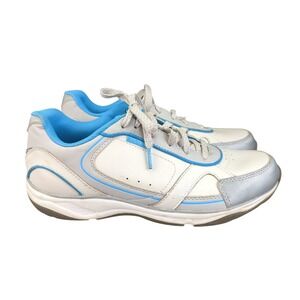 Vionic Zen‎ Women's Wide White Blue Leather Walking Athletic Sneakers Shoes 8.5W